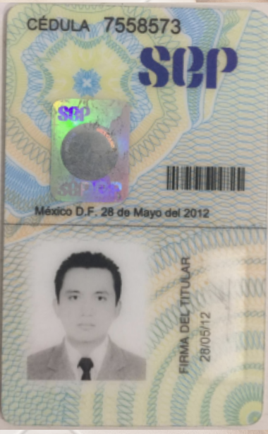 C&eacute;dula frente