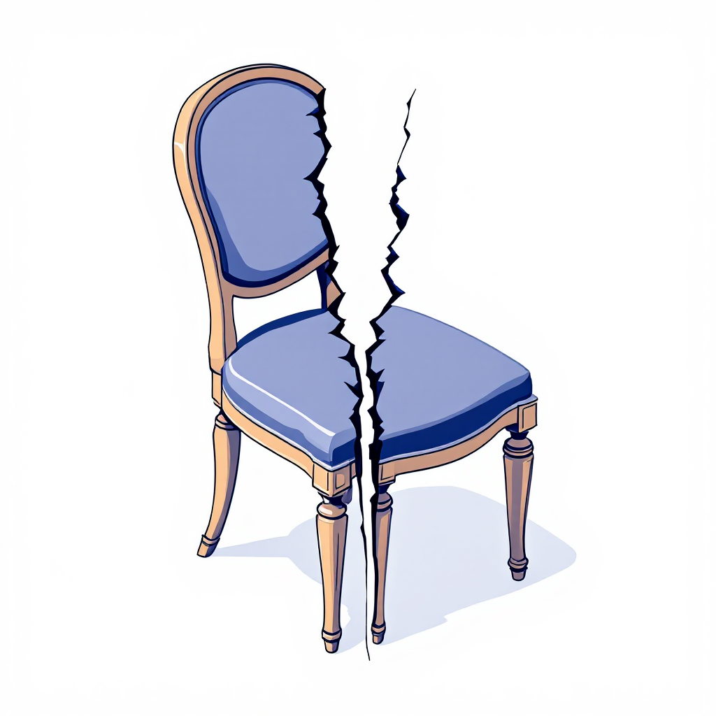 Silla partida a la mitad